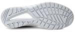 Preview: The image displays the sole of a white sports shoe. The sole features a textured pattern with grooves and studs that provide grip and traction.