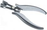 Preview: The image shows a pair of pliers with gray handles and a black head. It features a spring mechanism and a special opening for precise tasks. The handles are ergonomically designed.