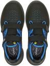 Preview: The image shows a pair of black shoes with blue accents. They have a sporty design, with two wide Velcro straps and a perforated surface for ventilation.