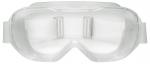 Preview: In the image, safety goggles are visible. They are transparent and feature a wide, elastic band for a secure fit. The lenses are large and frameless, ideal for protection.