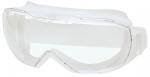 Preview: Das Bild zeigt eine klare Schutzbrille. Sie hat ein breites, flaches Design mit einer durchsichtigen Scheibe und einem elastischen Band für einen sicheren Sitz.