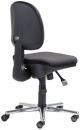 Preview: The office chair has a black upholstery and a high backrest. It stands on a sturdy, chrome-plated base with five casters that facilitate movement. Height adjustable.