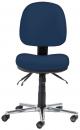 Preview: The image shows an office chair with a blue cover. The chair has a round backrest and a padded seat. It stands on a five-spoke base with movable casters.