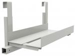 Preview: The picture shows a simple, white wall shelf with a side holder. It has a flat surface and is rectangular, ideal for books or decorations.
