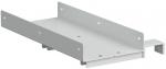 Preview: The image shows a gray metal bracket with a flat platform, side walls, and several drill holes for mounting. A small side elevation is present.