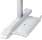 Preview: The image shows the base of a table in white. It consists of a sturdy, vertical leg that stands on a wide, rectangular base. The base has several holes and a smooth surface.