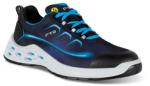 Preview: The shoe is sporty, has a black upper with blue accents. The sole is white and has larger holes for ventilation. The laces are also blue.