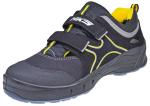 Preview: Der Schuh ist in Schwarz mit gelben Akzenten. Er hat eine runde Spitze, ein atmungsaktives Obermaterial und zwei praktische Klettverschlüsse für einfaches An- und Ausziehen.
