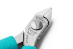 Preview: The image shows a silver pair of pliers with narrow, pointed jaws. The handles are colored in a bold turquoise. Brand information is engraved on the pliers.