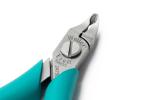 Preview: The image shows a pair of pliers with a gray metal head and turquoise handles. The head has sharp, cutting edges and a round screw in the middle. Ideal for precision work.