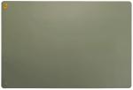 Preview: The image shows a rectangular area in matte olive green. The surface appears smooth and solid-colored, without any discernible patterns or textures. A small sticker is located in the upper left corner.