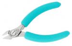 Preview: The image shows a small pair of pliers with light blue, grippy rubber coatings. The cutting surfaces are made of shiny metal, and the pliers have a precise, pointed shape.