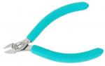 Preview: The image shows a pair of pliers with a silver head and turquoise, non-slip handles. The pliers have a sharp edge for cutting, suitable for delicate work.
