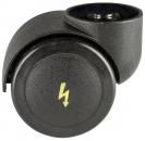 Preview: The image shows a black axle with a round tire. On the surface, there is a yellow lightning bolt symbol. The wheel has a smooth, slightly curved shape and a small container.