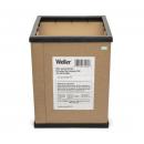 Preview: The image shows a square, brown cardboard box with a black border at the top. There is a sticker with product information on the side. The box is empty.
