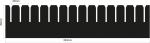Preview: The image displays a black elongated bar with uniform, upward-pointing spikes. The dimensions are 20 mm high and 335 mm long.