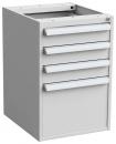 Preview: Das Bild zeigt einen grauen Aktenschrank mit fünf Schubladen. Die oberen vier Schubladen sind schmal und flach, die unterste ist breiter und tiefer. Die Oberfläche ist glatt und gleichmäßig.