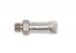 Preview: The image shows a silver metal bolt with a ridged screw thread structure on one side and a flat surface on the other side.