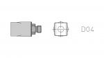 Preview: The image displays a technical drawing of a component. On the left side, the side view is visible, on the right a top view, next to it is labeled 