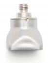 Preview: The image depicts a silver-colored lamp socket with a threaded connector on top. The base has a rounded shape and a small hole in the center.