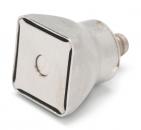 Preview: The image shows a silver, square metal attachment with a slightly curved underside. The top has a square surface with a small, round indentation in the center.