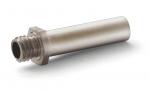 Preview: The image shows an elongated metal tube with a threaded opening at one end. The surface is smooth and silver. It is lying on a white background.