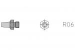 Preview: The image displays a technical illustration of a component. On the left, there is a conical element with threading, and on the right, a hexagon labeled 