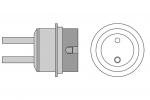 Preview: The image shows an electrical plug from the side and a round view. The plug has two pins and a centering feature that provides stability.