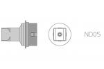 Preview: The image displays a technical drawing of a component. On the left is a side view, and on the right a top view with the label 