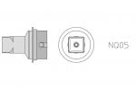 Preview: The image displays a technical component consisting of a cylindrical part with a rectangular attachment. Adjacent to it is a round surface featuring a square indentation.