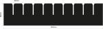Preview: The image displays a black, rectangular area with evenly distributed, rectangular cutouts along the top edge. The dimensions are 35 mm wide and 8 mm high.