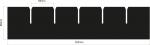 Preview: The image displays a black area measuring 353 mm in width and 80 mm in height. At the top, there are five evenly distributed rectangular cutouts.
