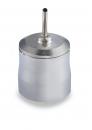 Preview: The image shows a small, round metal container with a smooth surface. It has a narrow, long spout in the center, ideal for precise pouring of liquids.