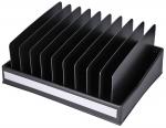 Preview: The image shows a black binder with multiple compartments. The compartments are upright and evenly arranged to sort documents. There is a white labeling area at the bottom.