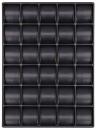 Preview: The image displays a rectangular grid with 36 identical black cups or containers, arranged in 6 rows and 6 columns. The surface is smooth and glossy.