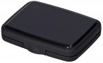 Preview: The image shows a black, rectangular case. It has rounded corners, a smooth surface, and a small scored edge in the middle that can be opened. It appears simple and compact.