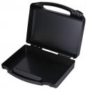 Preview: Es handelt sich um eine schwarze, rechteckige Aktenbox mit einem geöffnete Deckel. Sie hat einen Griff und eine flache Innenseite ohne Fächer, ideal zum Transport von Dokumenten oder anderen Gegenständen.