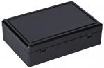 Preview: It is a rectangular, black box with a flat lid. The surface is smooth and glossy. The box has a foldable or removable closure mechanism.