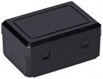 Preview: Das Bild zeigt eine rechteckige, schwarze Aufbewahrungsbox mit einem flachen Deckel. Die Box hat zwei verschließbare Klappen an den Seiten und eine glatte Oberfläche. Sie ist kompakt und praktisch.