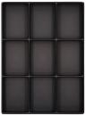 Preview: The image displays a rectangular sheet with ten rectangular indentations, arranged in three rows and three columns. The indentations are dark and uniform.