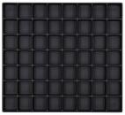 Preview: The image displays a rectangular grid with 64 small, uniform black squares, arranged in 8 rows and 8 columns. The background is also black.