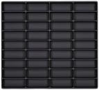 Preview: The image displays a square grid of rectangular, flat compartments. All compartments are evenly arranged and are black in color. There are a total of 48 compartments in 6 rows and 8 columns.