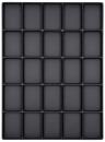 Preview: The image displays a rectangular, black tray with 24 evenly arranged indentations, set in a 6x4 grid. The indentations are rectangular and of equal size.