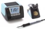 Preview: The image shows a soldering station. It consists of a black casing with blue accents, a digital display, a soldering tip, and a container for cleaning the tip.
