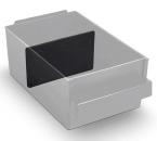 Preview: The image displays a rectangular, transparent plastic box that contains a black insert in the center. The insert divides the interior and is narrower than the box.