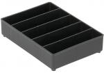 Preview: The image shows a dark, rectangular box with six vertical compartments. The compartments are evenly distributed and are used for storing utensils or small items.