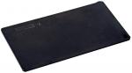 Preview: The image shows a flat, rectangular, black card or plate. It has rounded corners and a smooth surface. Along one edge, there is a small, bright stripe.
