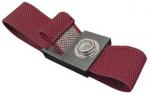 Preview: The image shows a red-patterned strap with a metallic loop in the middle. The loop has a spiral decoration. The strap is flexible and has a smooth surface.