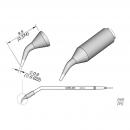 Preview: The image displays technical drawings of a narrow, conical tool with two views. Dimensions are provided in millimeters, including a curved line.