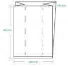 Preview: The image displays a schematic diagram of a rectangle with dimensions: 1250 mm (width) and 900 mm (height), featuring a top part that is folded over. Lines are drawn to indicate the folds.
